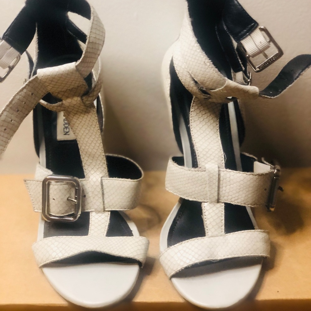 Steve Madden White Python Heel Sandals